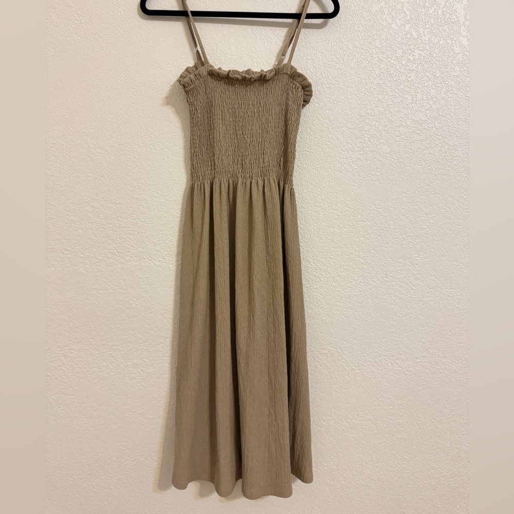 H& M Chic Tan Smocked Dress